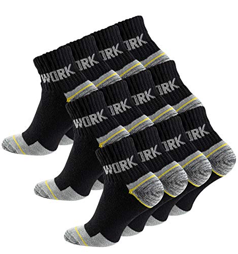 12 Paar Herren Kurzschaft-Arbeitssocken - Robuste Atmungsaktive Work Socks - Berufssocken, Gr. 39-42 von Cotton Prime