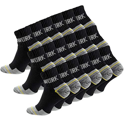 18 Paar Herren Kurzschaft-Arbeitssocken - Robuste Atmungsaktive Work Socks - Berufssocken, Gr. 39-42 von Cotton Prime