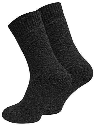 2 Paar Super warme NORWEGER Socken mit Vollplüsch von Cottonprime® 43/46, Schwarz-Grau von Cotton Prime