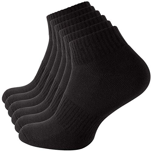 CottonPrime 6 Paar Damen & Herren Sportsocken Quarters- Lauf- und Funktionssocken mit Frotteesohle, Kurze Socken 43/46 Schwarz von STARK SOUL