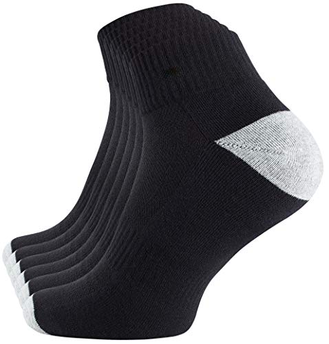 CottonPrime 6 Paar Damen & Herren Sportsocken Quarters- Lauf- und Funktionssocken mit Frotteesohle, Kurze Socken 39/42 Schwarz/Grau von STARK SOUL