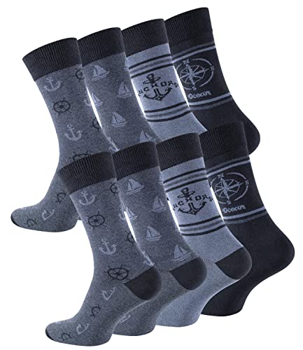 Cotton Prime 8 Paar Herren Baumwoll Socken Maritim mit Komfortbund, Gr. 43-46 von Cotton Prime