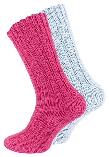 Cotton Prime 2 Paar Alpaka Socken, Wollsocken mit warmer Alpakawolle für Damen und Herren, pink/hellblau, Gr. 39-42 von Cotton Prime