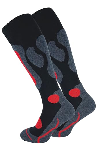 Cotton Prime 2 Paar Skisocken für Damen & Herren - Warme Ski Socken, Thermo Winterstrümpfe mit Polsterung, Kniestrümpfe, Skistrümpfe für Winter, Snowboarding, marine/rot, Gr.35-38 von Cotton Prime