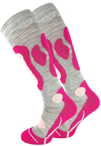 Cotton Prime 2 Paar Skisocken für Damen & Herren - Warme Ski Socken, Thermo Winterstrümpfe mit Polsterung, Kniestrümpfe, Skistrümpfe für Winter, Snowboarding, pink, Gr. 35-38 von Cotton Prime