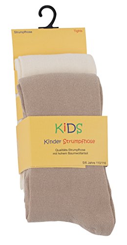 Cotton Prime 2er Set Kinder Strumpfhosen, Baumwolle, Mädchen und Jungen Strumpfhose, beige-wollweiss, Gr.122/128 von Cotton Prime