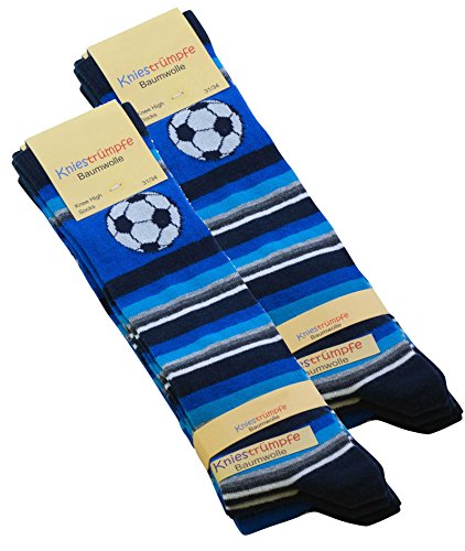 Cotton Prime 6 Paar Kinder Kniestrümpfe mit Fußball Motiven, Baumwolle (ÖKO-Tex Standard 100 zertifiziert) von Cotton Prime