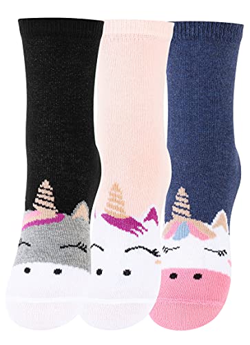 Cotton Prime 6er Pack Kinder Socken Jungen Mädchen Baumwolle Bunte Strümpfe, Einhorn, 23-26 von Cotton Prime