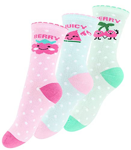 Cotton Prime 6er Pack Kinder Socken Jungen Mädchen Baumwolle Bunte Strümpfe in vielen Mustern (Früchte, 31-34, numeric_31) von Cotton Prime
