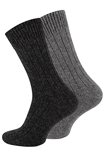 Cotton Prime Alpaka Socken, Wollsocken, Wintersocken für Damen & Herren, 2 Paar - Warme Haussocken, Kuschelsocken, anthrazit/grau, Gr. 35-38 von Cotton Prime