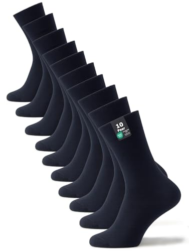 Cotton Prime Basic Socken Herren & Damen Baumwollsocken (10 Paar) Klassische Socken mit Baumwolle, Navyblue, Gr. 47-50 von Cotton Prime
