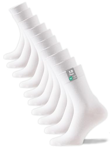 Cotton Prime Basic Socken Herren & Damen Baumwollsocken (10 Paar) Klassische Socken mit Baumwolle, Weiss, Gr. 39-42 von Cotton Prime