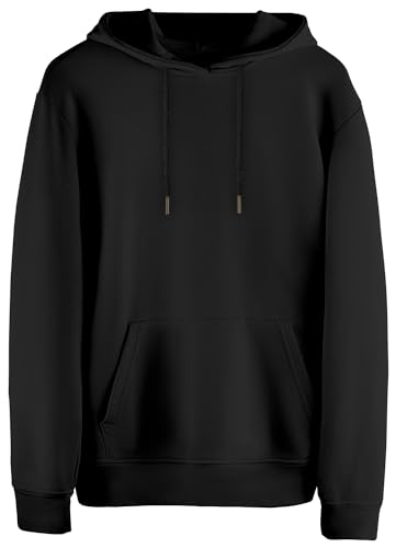 Cotton Prime Bequemer und Stilvoller Unisex Kaputzenpullover Hoody Sweatshirt für Damen und Herren, Schwarz, Gr. L von Cotton Prime