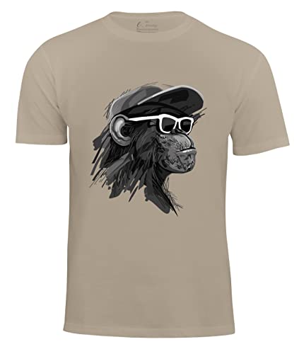 Herren T-Shirt Cool Monkey mit Brille, Shirt mit Affendruck, beige, Gr. XL von Cotton Prime