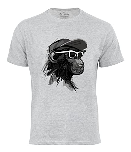 Herren T-Shirt Cool Monkey mit Brille, Shirt mit Affendruck, grau, Gr. M von Cotton Prime