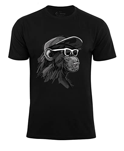 Herren T-Shirt Cool Monkey mit Brille, Shirt mit Affendruck, schwarz, Gr. L von Cotton Prime