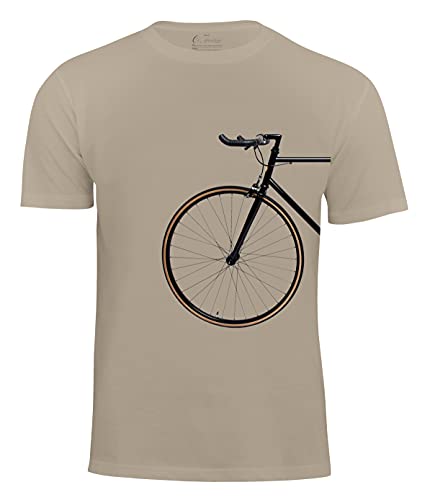 T-Shirt Bike Lover - Vorderrad, Männer Shirt für Radfahrer (L, Beige) von Cotton Prime