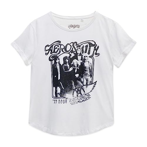 Cotton Soul Aerosmith 77 Tour Damen Modisches T-Shirt, Vintage Weiß, XLG von Cotton Soul