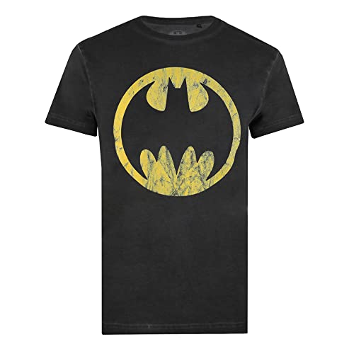 Cotton Soul DC Comics Batman Circle Unisex Vintage Wash T-Shirt, Vintage Black, Vintage Black, M von Cotton Soul