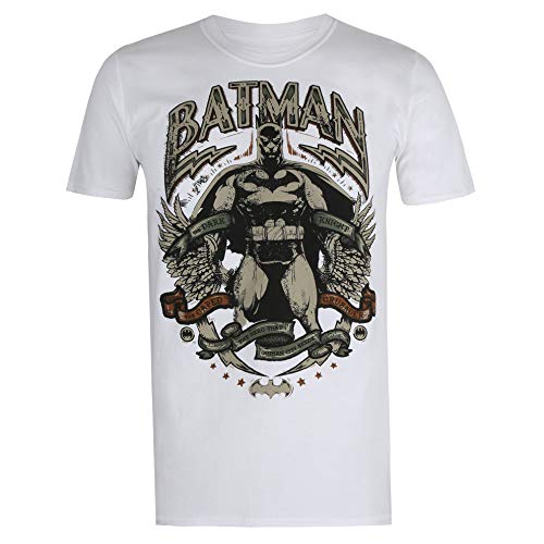 Cotton Soul DC Comics Batman Gotham Hero Unisex T-Shirt, Weiß, weiß, M von Cotton Soul