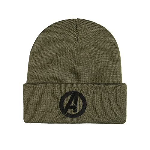 Cotton Soul Beanie-Mütze mit Avengers-Logo, Olivgrün, Einheitsgröße, olivgrün, Einheitsgröße von Cotton Soul