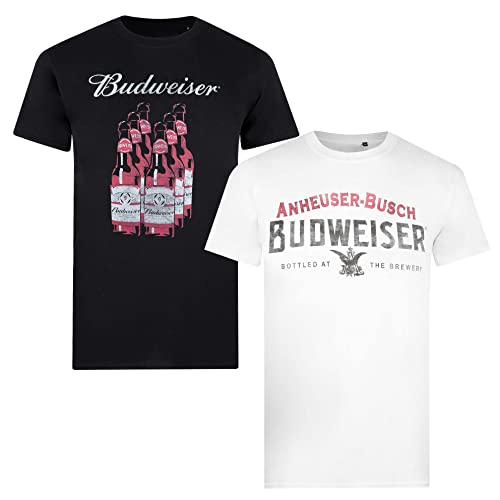 Cotton Soul Budweiser Bottles Herren-T-Shirt, 2er-Pack, mehrfarbig, Multicolor, XXL von Cotton Soul