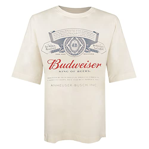 Cotton Soul Budweiser Label Damen Oversize-T-Shirt, Vintage Weiß, Vintage White, Large von Cotton Soul