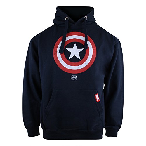 Cotton Soul Cartoon Charakter Herren Hoodies, Marineblau – Marvel Shield Logo, S von Cotton Soul