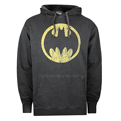 Cotton Soul DC Comics Batman Circle Herren Vintage Wash Hoodie Vintage Schwarz, Vintage Black, M von Cotton Soul