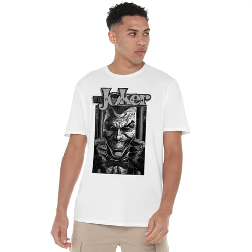 Cotton Soul DC Comics Joker Behind Bars Unisex T-Shirt, weiß, L von Cotton Soul