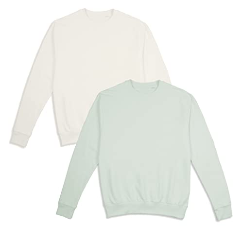 Cotton Soul Damen Crew Sweatshirt, 2er-Pack, mehrfarbig, Sage/Stone, 42 von Cotton Soul