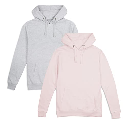 Cotton Soul Damen-Kapuzenpullover, 2er-Pack, mehrfarbig, Grey Heather/Pale Pink, 46 von Cotton Soul