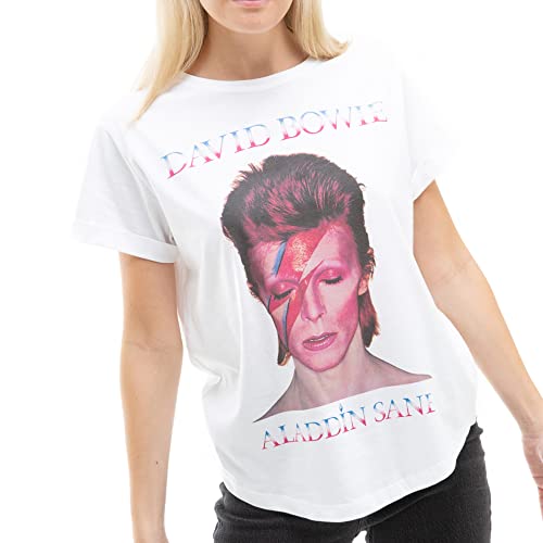 Cotton Soul David Bowie - Aladdin Sane - Damen T-Shirt, weiß, Large von Cotton Soul