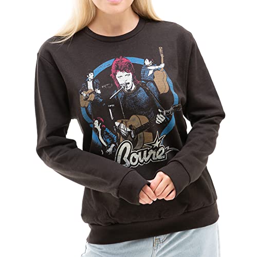 Cotton Soul David Bowie - Folk - Damen Crew Sweatshirt, Schwarz , 36 von Cotton Soul