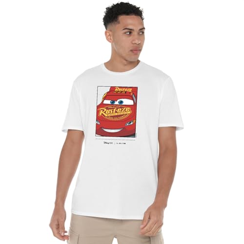 Cotton Soul Disney 100 Cars Lightning McQueen Unisex T-Shirt, Weiß, weiß, S von Cotton Soul