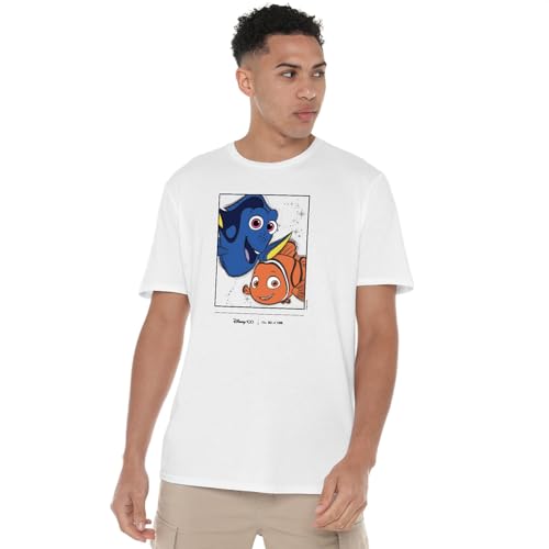 Cotton Soul Disney 100 Findet Nemo Dory & Nemo Unisex T-Shirt, Weiß, weiß, L von Cotton Soul