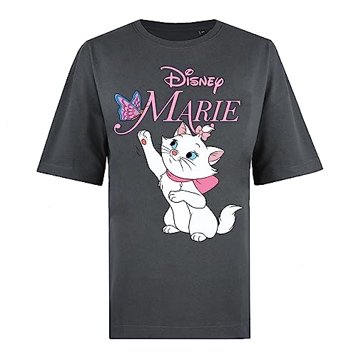 Cotton Soul Disney Aristocats Marie & Butterfly Damen Oversized T-Shirt, Dunkelgrau, MED von Cotton Soul