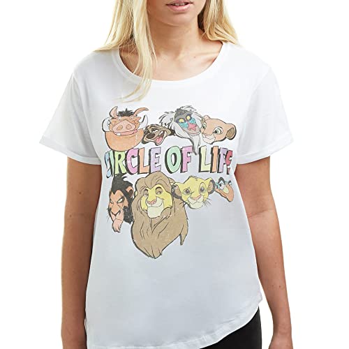 Cotton Soul Disney Circle of Life Damen T-Shirt, weiß, Small von Cotton Soul