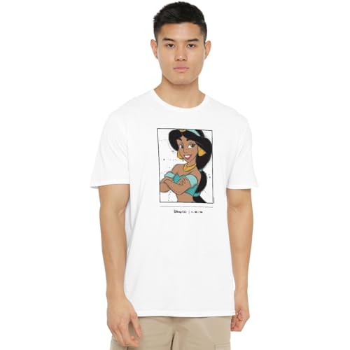 Cotton Soul Disney 100 Aladdin Jasmine Herren-T-Shirt, Weiß, weiß, L von Cotton Soul