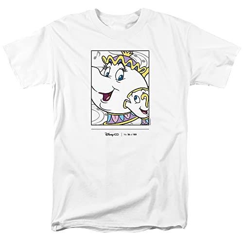 Cotton Soul Disney D100 Beauty & The Beast Mrs Potts & Chip Herren-T-Shirt, Weiß, weiß, M von Cotton Soul