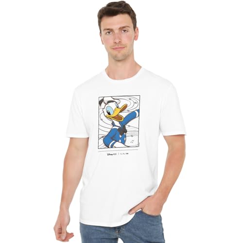 Cotton Soul Disney D100 Donald Duck Herren-T-Shirt, Weiß, weiß, XL von Cotton Soul