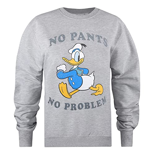 Cotton Soul Disney Donald Duck No Pants Damen-Sweatshirt mit Rundhalsausschnitt, Grau meliert, Grey Heather, 38 von Cotton Soul