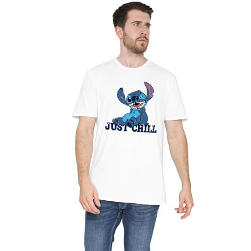 Cotton Soul Disney Lilo and Stitch Just Chill T-Shirt, Weiß, weiß, S von Cotton Soul