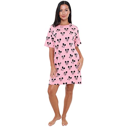 Cotton Soul Disney Mickey Head Aop Damen Schlaf-T-Shirt, flamingo pink, 38 von Cotton Soul