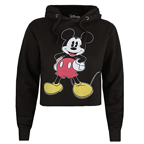 Cotton Soul Disney Mickey Mouse Classic Damen Cropped-Kapuzenpullover, Schwarz, Black, 46 von Cotton Soul