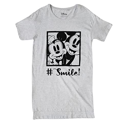 Cotton Soul Disney Mickey and Minnie Mouse Hashtag Smile Damen Schlaf-T-Shirt, Grau meliert, grey heather, Small von Cotton Soul