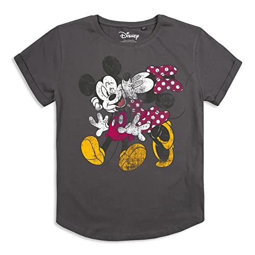 Cotton Soul Disney Mickey and Minnie Mouse Smooch Damen-T-Shirt, Dunkelanthrazit, Dark Charcoal, Small von Cotton Soul