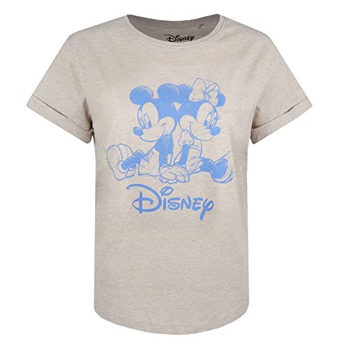 Cotton Soul Disney Minnie & Mickey Mouse Sketch Damen-T-Shirt, Oatmeal Heather, Oatmeal Heather, Large von Cotton Soul