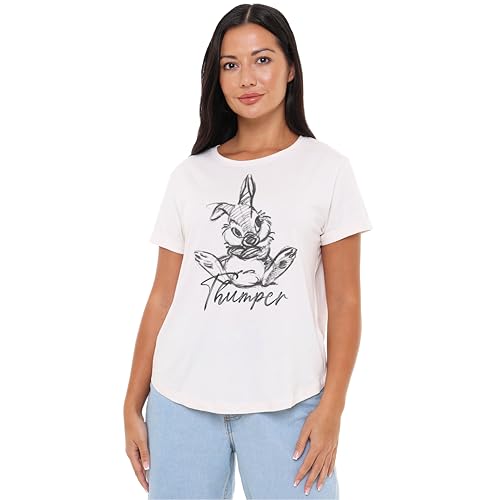 Cotton Soul Disney Thumper Sketchy Damen Oversized T-Shirt, Vintage Weiß, XLG von Cotton Soul