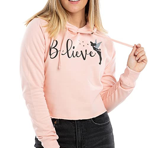 Cotton Soul Disney Tinkerbell Believe In Fairies Damen Cropped-Kapuzenpullover, Vintage Burgunderrot, 38 von Cotton Soul